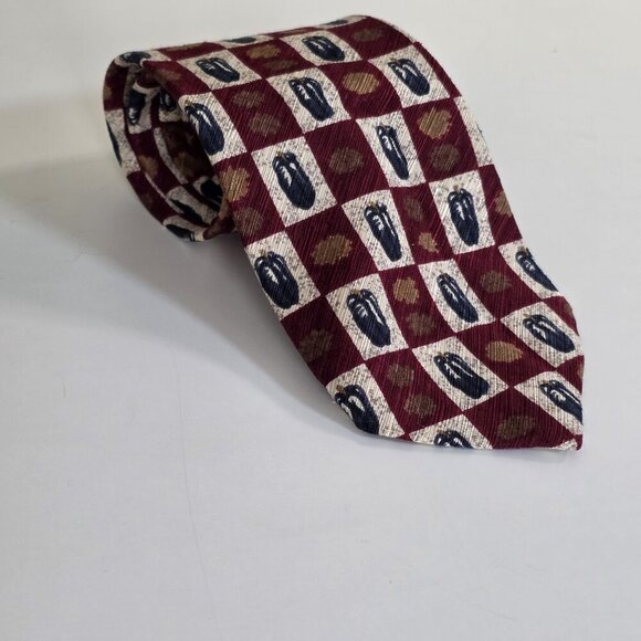 Moores Silk  Tie Gold Leaves Blue Feathers Print USA Made VTG W 4 in L 56 in - Picture 15 of 15